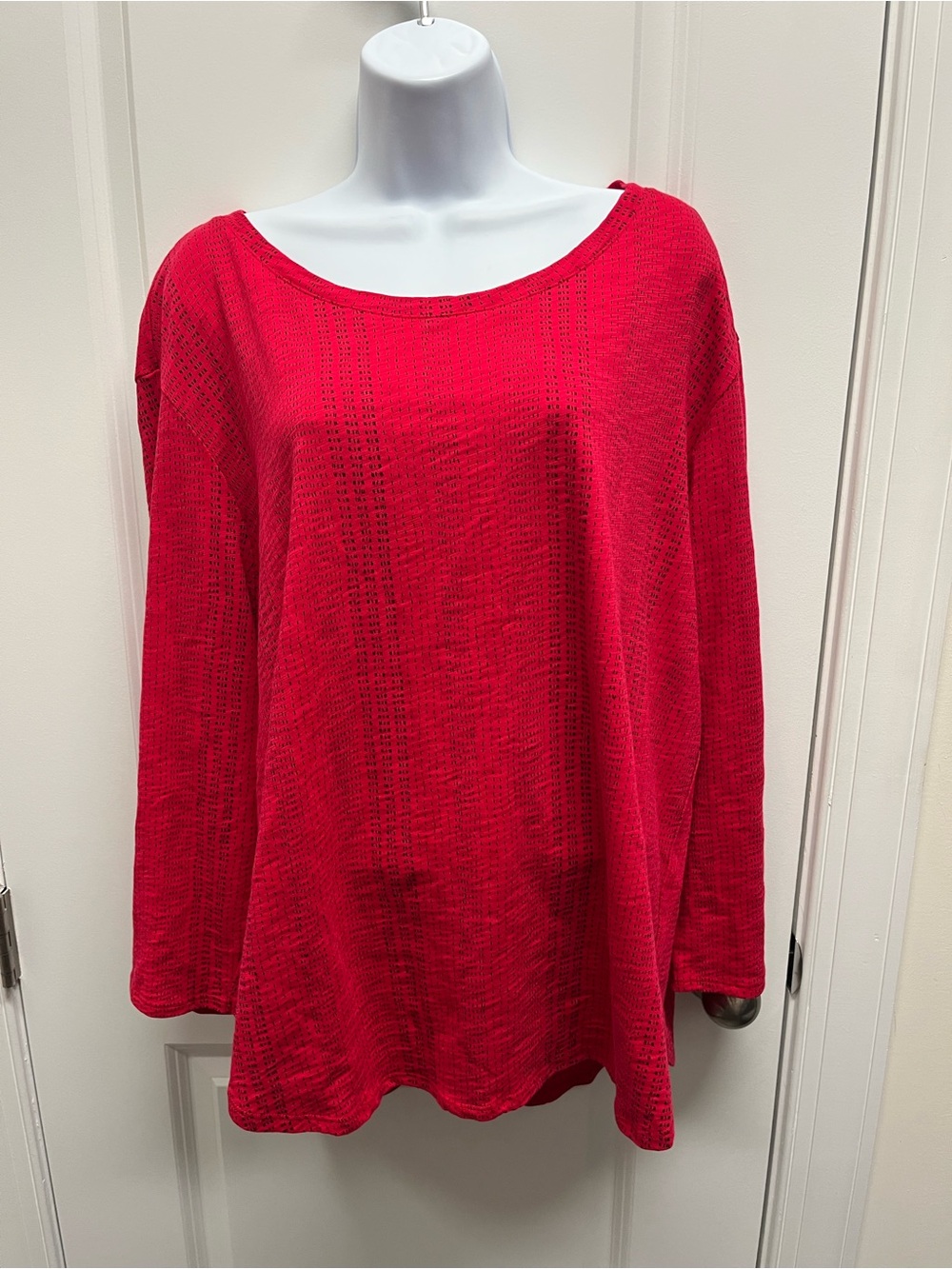 ESCAPE by Habitat Peruvian Cotton Scoop Neck Top XXL Red Stippled Print